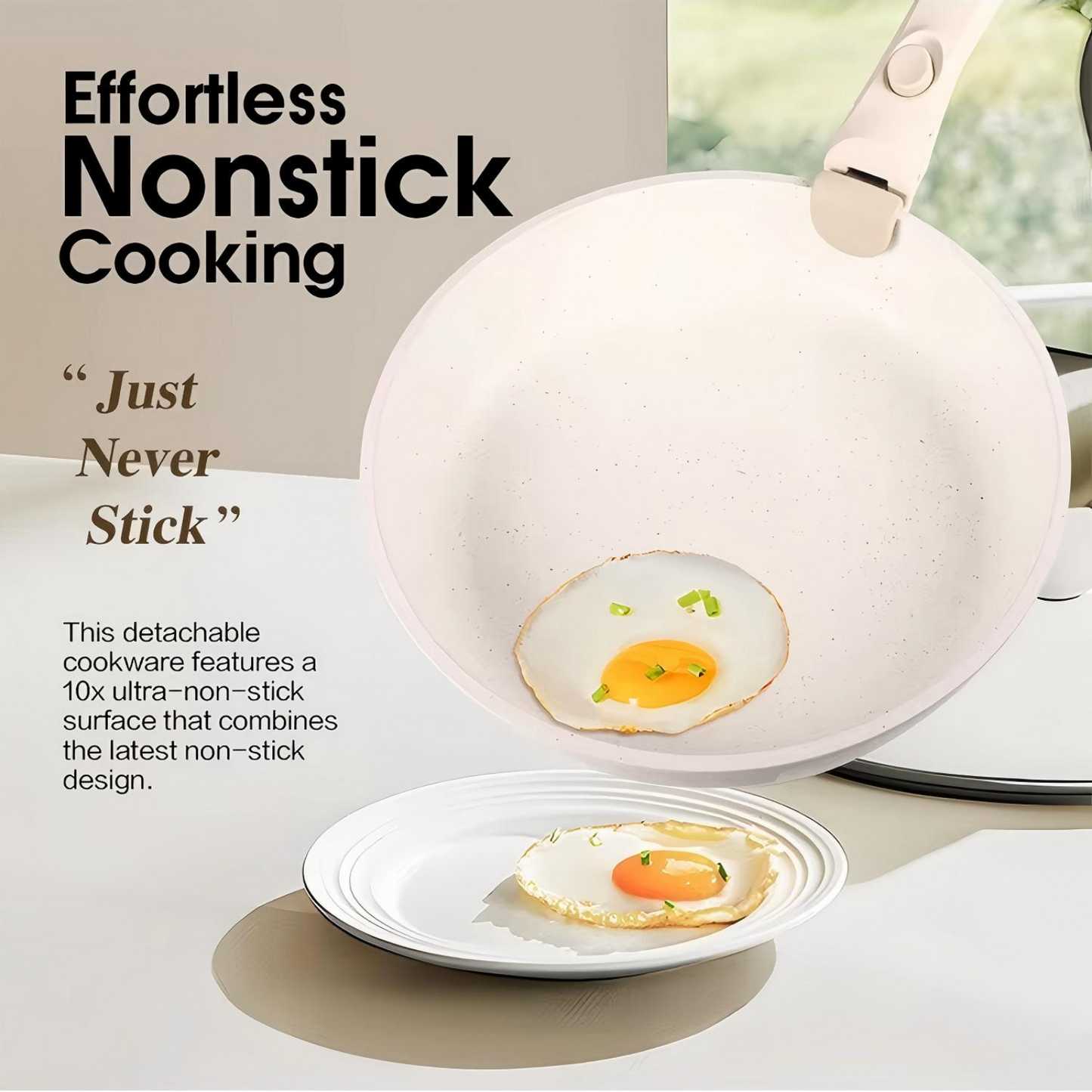 Nonstick Cookware Set with Removable Handles – 15/17 Piece Pots & Pans, Induction & Oven Safe