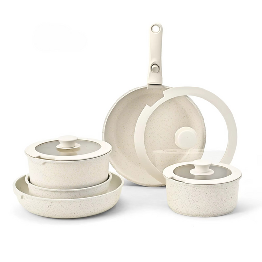 Nonstick Cookware Set with Removable Handles – 15/17 Piece Pots & Pans, Induction & Oven Safe
