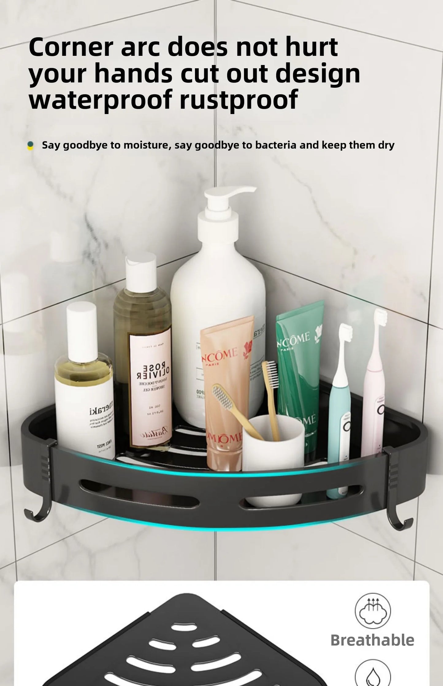 Shower Caddy, No-Drill Adhesive, 3-Pack