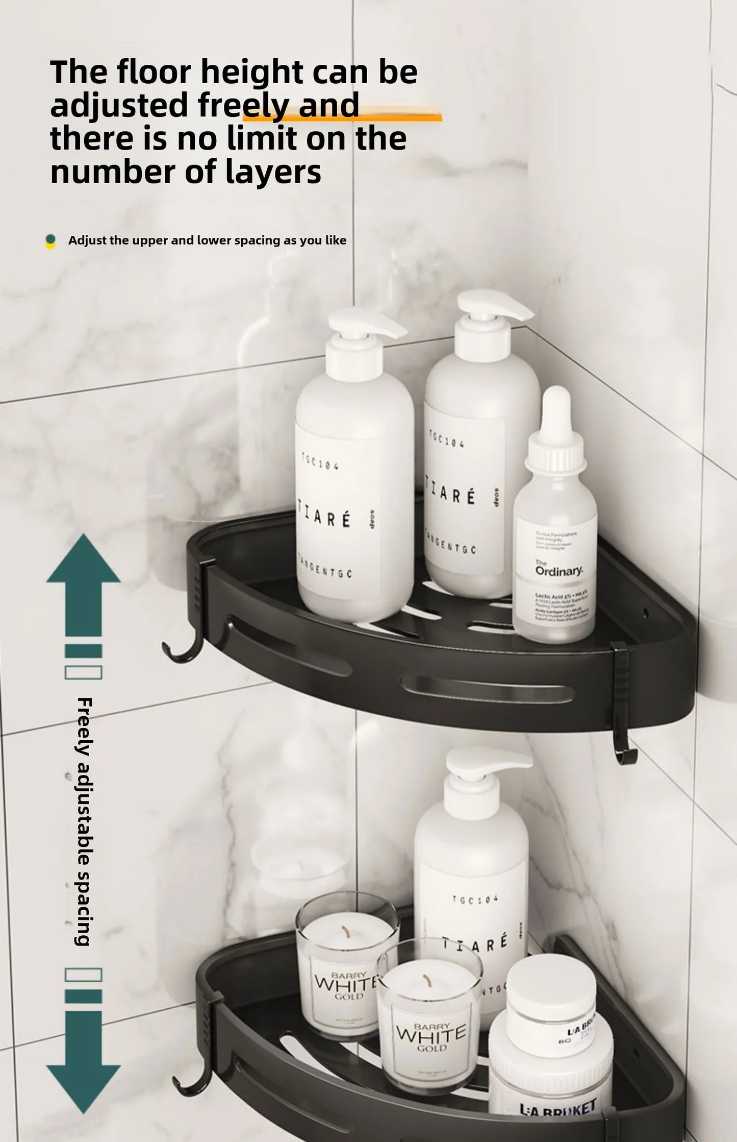 Shower Caddy, No-Drill Adhesive, 3-Pack